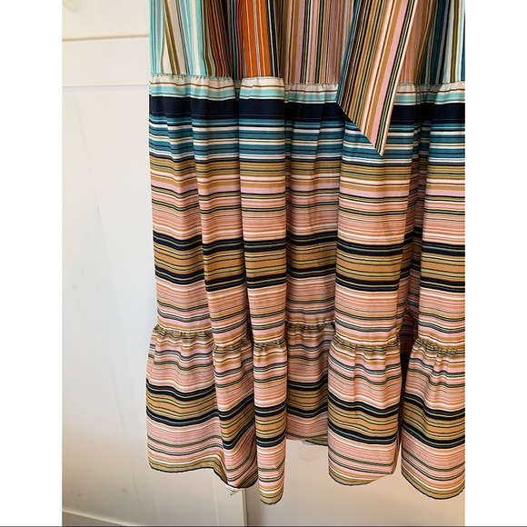 Donna Morgan Striped Tie Waist Flounce Hem Dress - Picture 8 of 11
